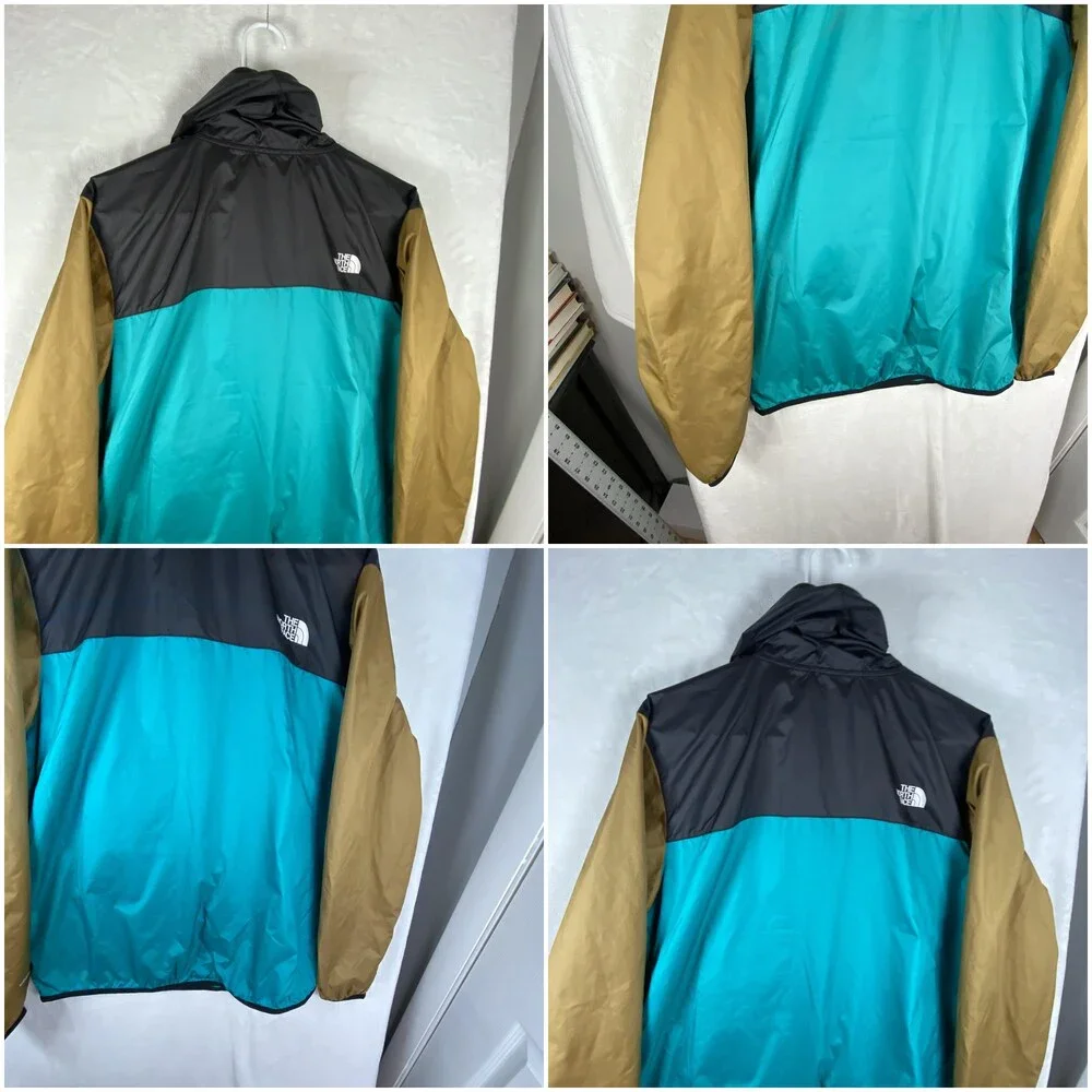 The North Face Windwall Jacket Mens Medium Teal Hooded 1/4 Zip Anorak Pullover